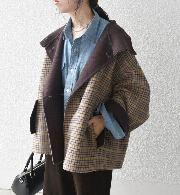 SHIPS any「【WEB限定】SHIPS any: リバー スタンドカラー ポンチョ ショート コート」|その他|