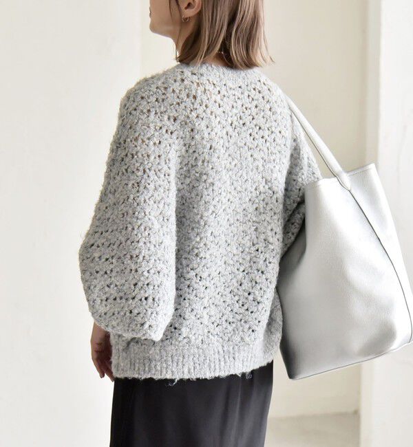 quaranciel「quaranciel:〈手洗い可能〉スパンコール レース編み クルーネック ドルマン ルーズ ニット」|ニット・セーター|