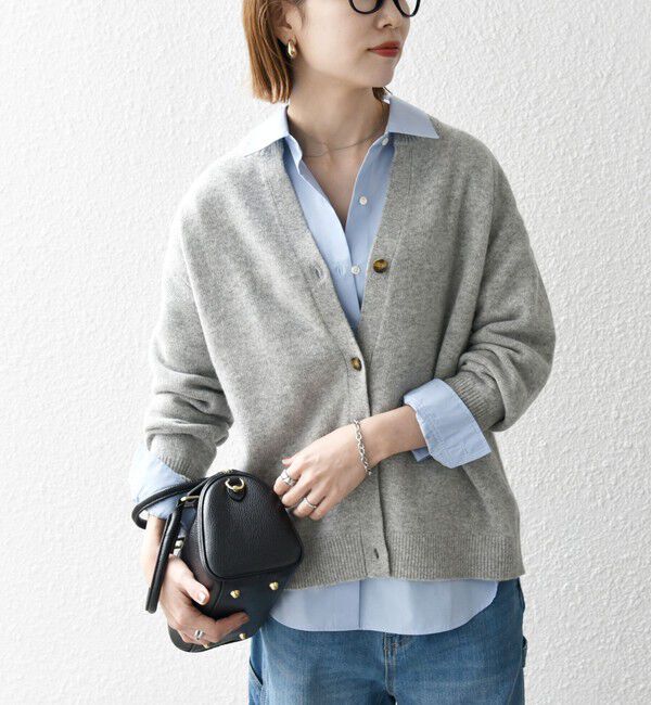 SHIPS any「SHIPS any:〈手洗い可能〉AQUA カシミヤ ミックス スキッパー カーディガン」|カーディガン|