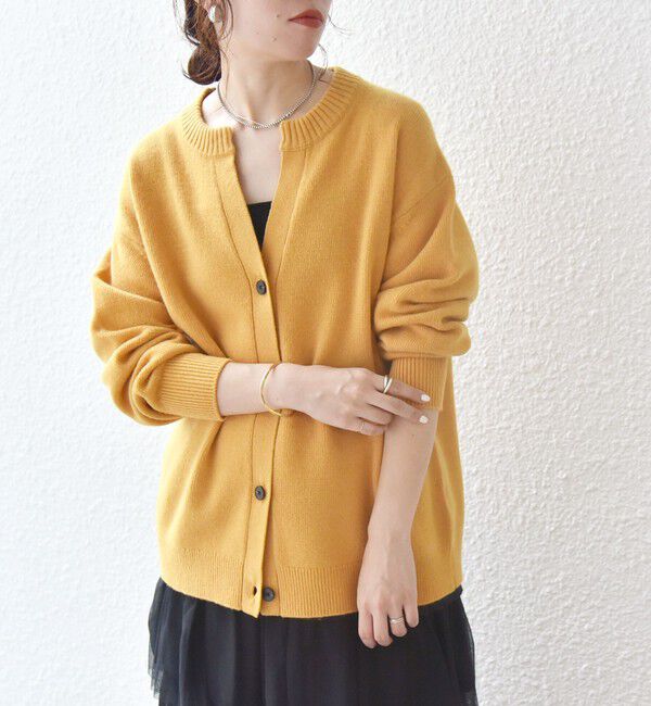 SHIPS any「SHIPS any:〈手洗い可能〉AQUA カシミヤ ミックス スキッパー カーディガン」|カーディガン|イエロー