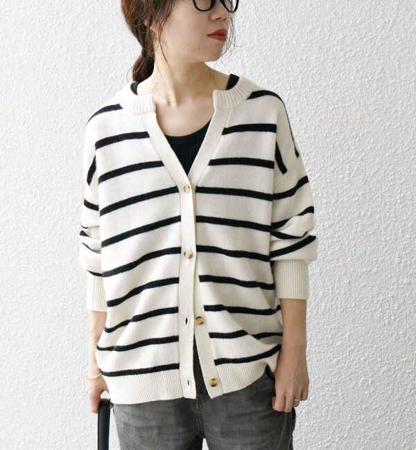 SHIPS any「SHIPS any:〈手洗い可能〉AQUA カシミヤ ミックス スキッパー カーディガン」|カーディガン|