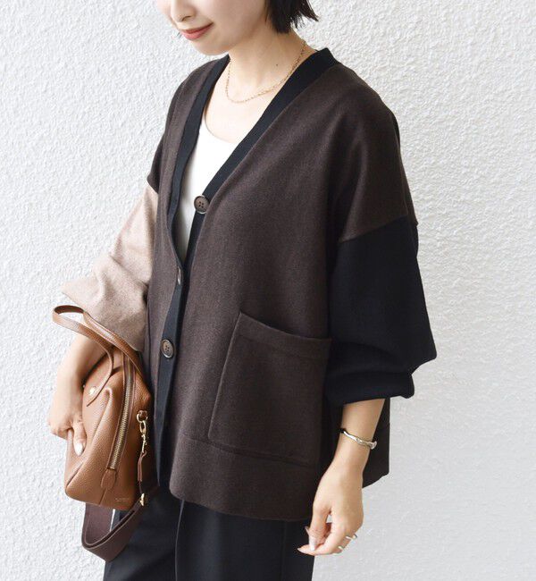 SHIPS for women「【WEB限定】〈手洗い可能〉配色 ポケット カーディガン」|カーディガン|