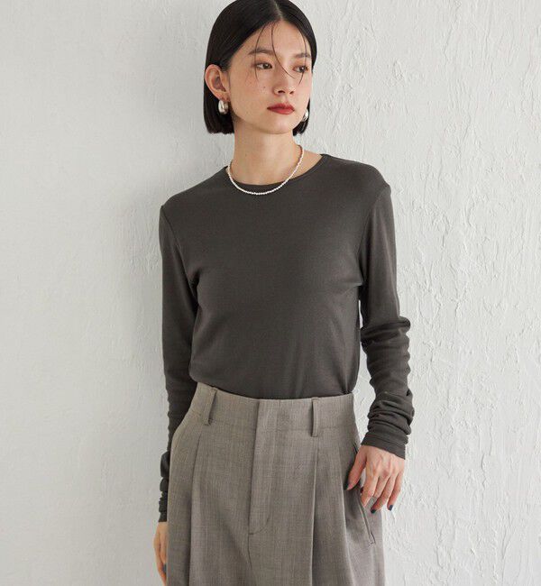 SHIPS for women「Wai＋:〈手洗い可能〉オーガニックコットン カットソー」|Tシャツ・カットソー|ダークグレー