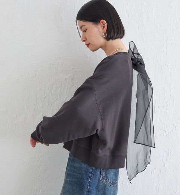 SHIPS for women「Wai＋:〈手洗い可能〉裏毛 オーガンジー スウェット」|スウェット・ジャージ|