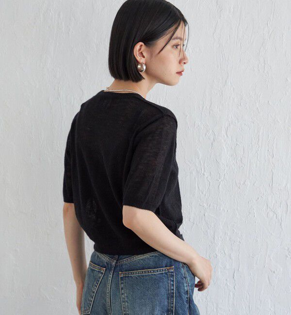 SHIPS for women「Wai＋:〈手洗い可能〉モヘヤブレンド 半袖 プルオーバー」|ニット・セーター|