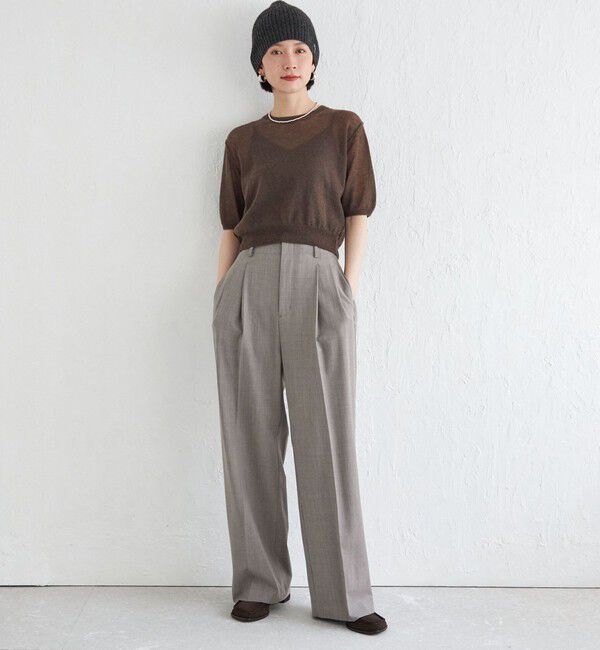 SHIPS for women「Wai＋:〈手洗い可能〉モヘヤブレンド 半袖 プルオーバー」|ニット・セーター|