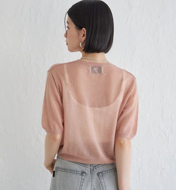 SHIPS for women「Wai＋:〈手洗い可能〉モヘヤブレンド 半袖 プルオーバー」|ニット・セーター|