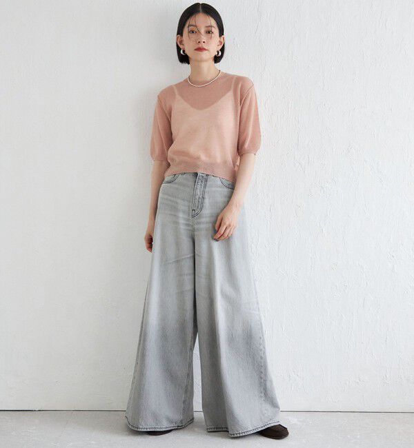 SHIPS for women「Wai＋:〈手洗い可能〉モヘヤブレンド 半袖 プルオーバー」|ニット・セーター|