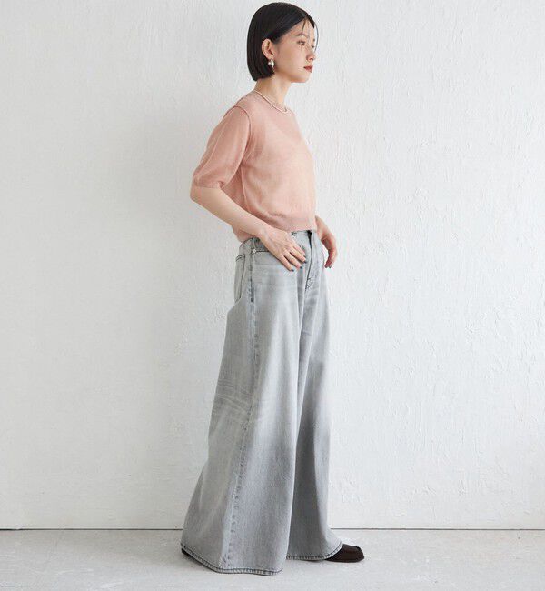 SHIPS for women「Wai＋:〈手洗い可能〉モヘヤブレンド 半袖 プルオーバー」|ニット・セーター|