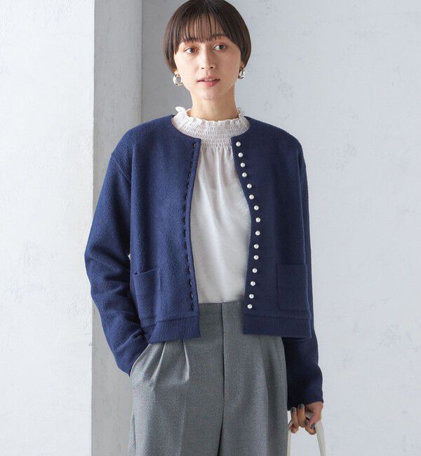 SHIPS for women「〈手洗い可能〉パール モチーフ ボタン ジャッカル カーディガン」|カーディガン|