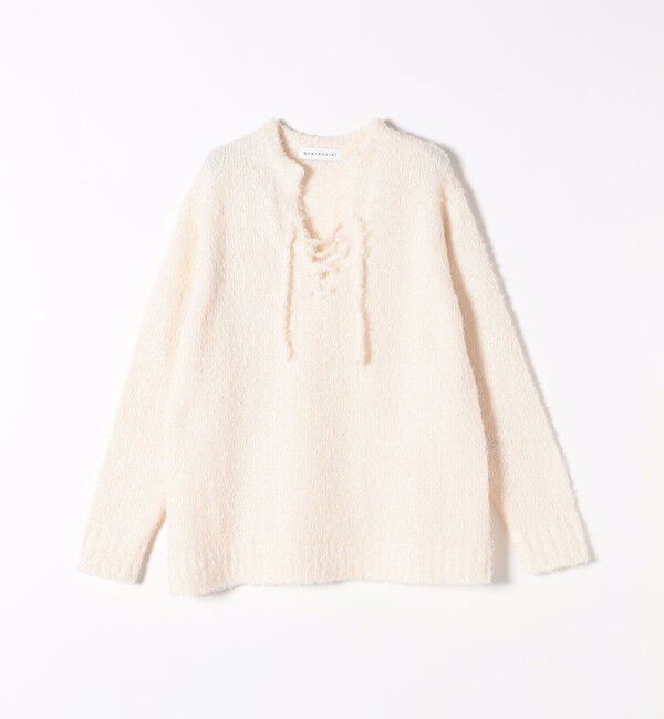 quaranciel「quaranciel:〈手洗い可能〉フェザーヤーン レースアップ ラメ スキッパー ニット」|ニット・セーター|