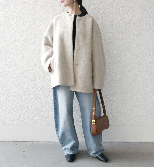 SHIPS any「SHIPS any: シャギー ノーカラー コクーン コート」|ノーカラーコート|