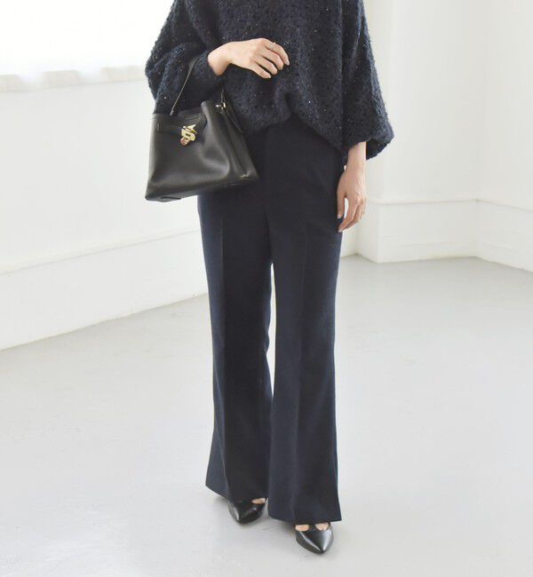 quaranciel「quaranciel:〈洗濯機可能〉ポリエステル サージ セミ フレア パンツ」|その他|