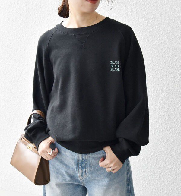 SHIPS any「SHIPS any: BLAH BLAH BLAH. ワンポイント 刺繍 ラグラン ルーズ スウェット◇」|スウェット・ジャージ|ブラック