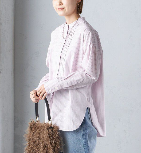 SHIPS for women「〈洗濯機可能〉ピンタック バンド カラー シャツ」|シャツ・ブラウス|