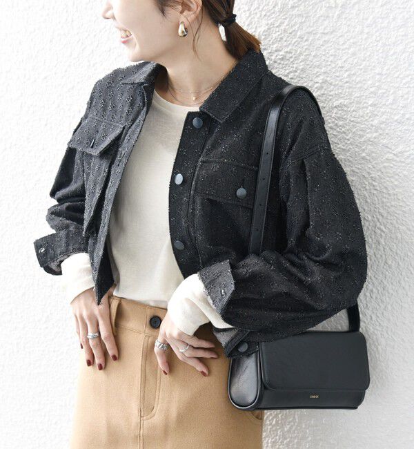 SHIPS any「bon_meur:〈洗濯機可能〉クラッシュ デニム ショート ジャケット」|デニムジャケット|ブラック