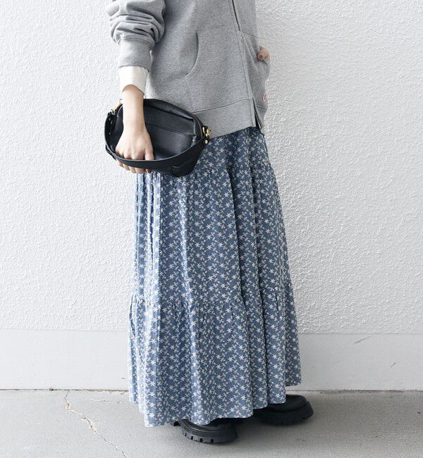 SHIPS any「SHIPS any:〈洗濯機可能〉エンブロイダリー シャンブレー ティアード スカート」|スカート|