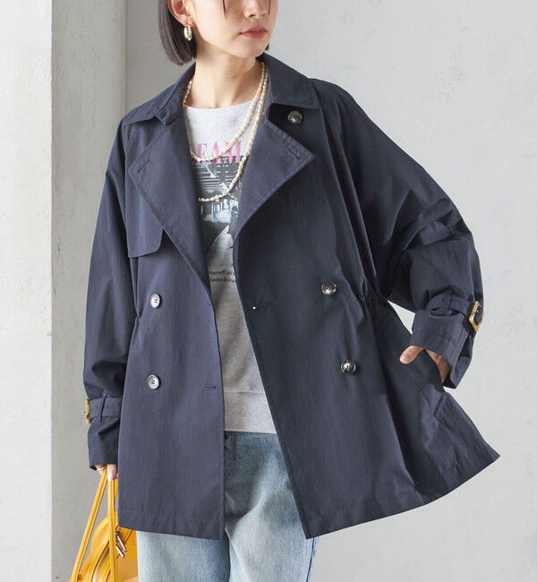 SHIPS for women「〈撥水加工〉ドロスト ショート トレンチ コート」|トレンチコート|ネイビー