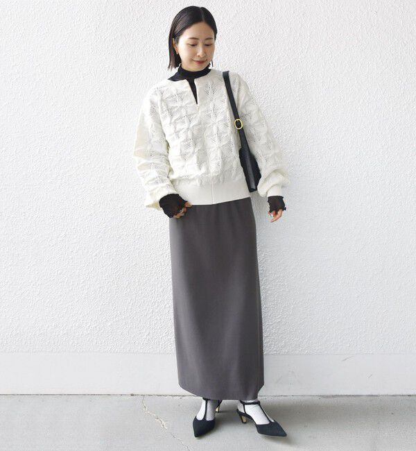 SHIPS for women「【WEB限定】〈洗濯機可能〉2WAY フラワー ジャカード ハーフ ジップ プルオーバー」|ニット・セーター|