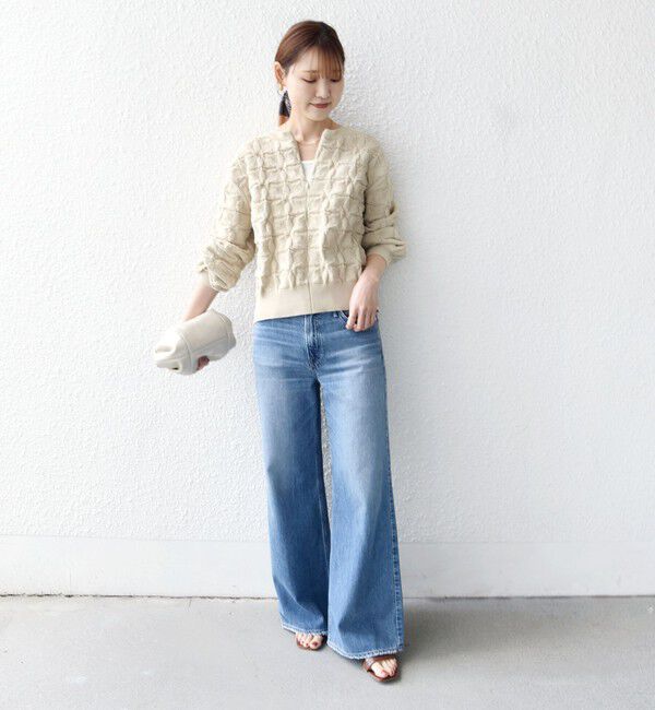 SHIPS for women「【WEB限定】〈洗濯機可能〉2WAY フラワー ジャカード ハーフ ジップ プルオーバー」|ニット・セーター|