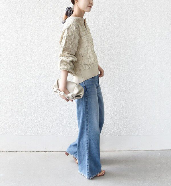 SHIPS for women「【WEB限定】〈洗濯機可能〉2WAY フラワー ジャカード ハーフ ジップ プルオーバー」|ニット・セーター|