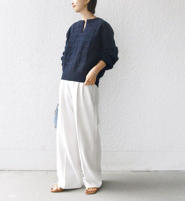 SHIPS for women「【WEB限定】〈洗濯機可能〉2WAY フラワー ジャカード ハーフ ジップ プルオーバー」|ニット・セーター|