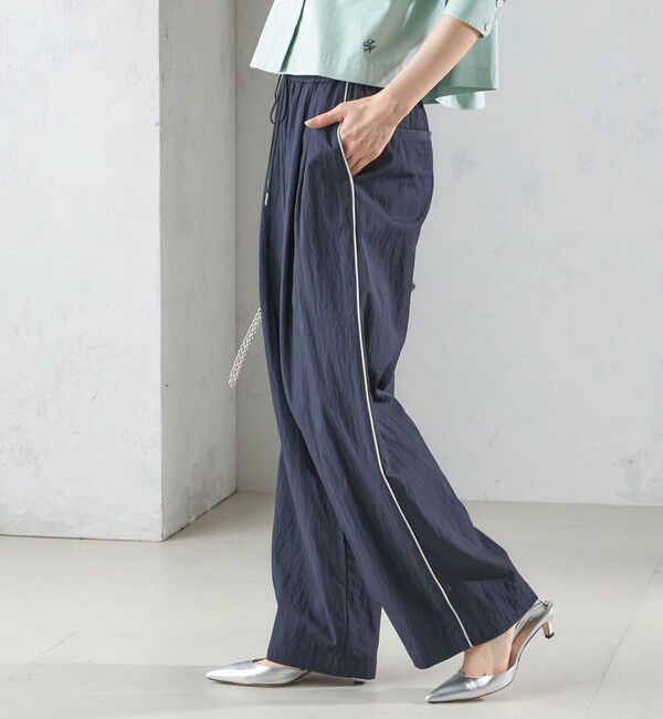 SHIPS for women「〈手洗い可能〉ナイロン混 ドロスト パンツ」|その他|ネイビー