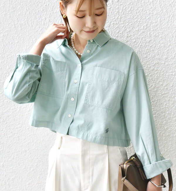 SHIPS for women「〈洗濯機可能〉ピン オックス 刺繍 クロップド シャツ」|シャツ・ブラウス|