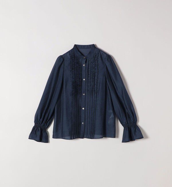 SHIPS any「SHIPS any:〈手洗い可能〉シアー フリル バンドカラー シャツ ブラウス」|シャツ・ブラウス|