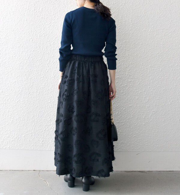 SHIPS any「SHIPS any:〈手洗い可能〉フラワー カット ジャカード  ボリューム スカート」|スカート|