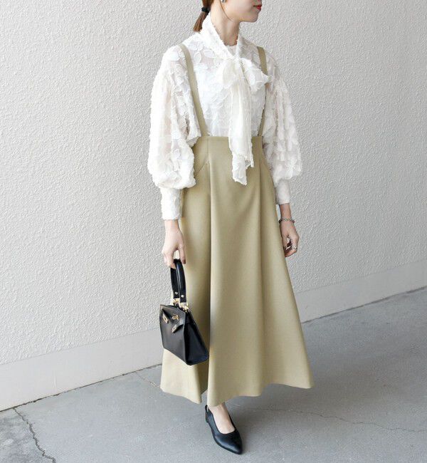 SHIPS any「SHIPS any:〈洗濯機可能〉オックス フレア サスペンダースカート［NAVY BLUE］」|スカート|ベージュ