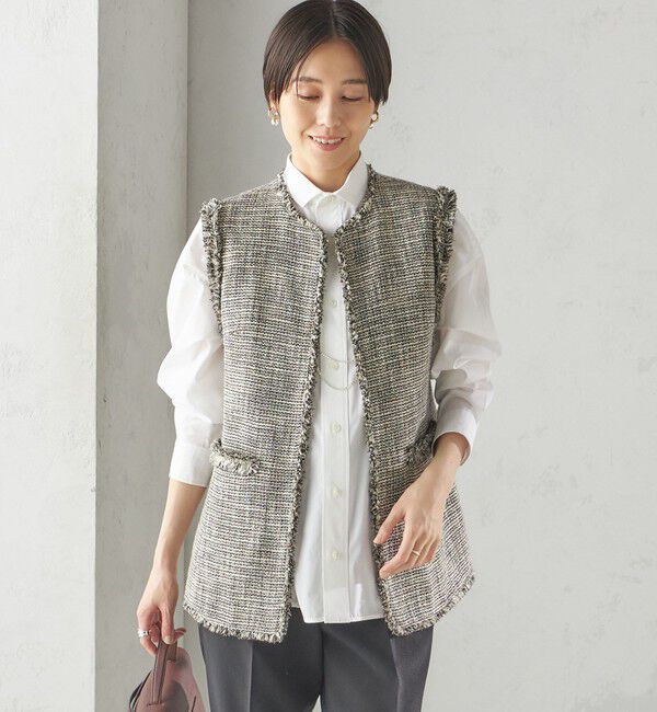 SHIPS for women「スラブ ツイード ロング ジレ（セレモニー対応可）」|ベスト・ジレ|