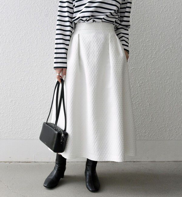 SHIPS any「SHIPS any:〈手洗い可能〉フラワー ジャカード タック スカート」|スカート|