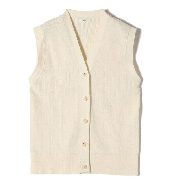 SHIPS for women「〈手洗い可能〉ワンポイント 刺繍 Vネック ベスト」|ベスト・ジレ|