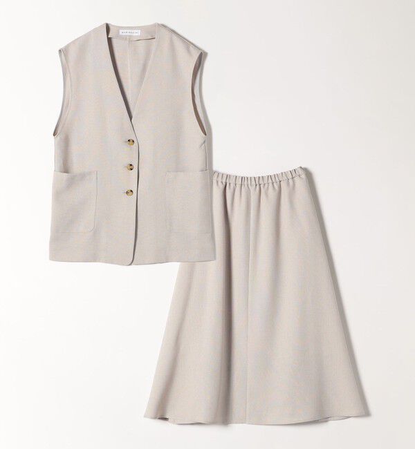 quaranciel「quaranciel:〈洗濯機可能〉Vネック ジレ＆フレア スカート セットアップ」|フレア|