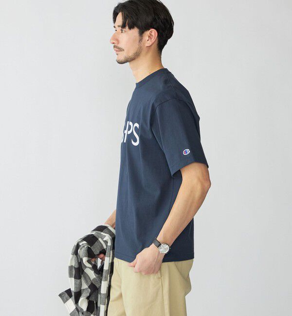 SHIPS「【SHIPS別注】Champion: SHIPS ロゴ プリント Tシャツ」|Tシャツ・カットソー|