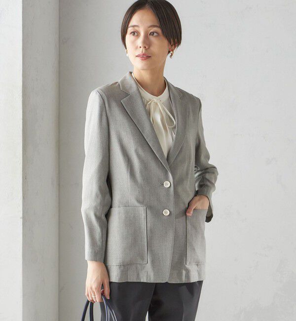 SHIPS for women「〈接触冷感/手洗い可能〉トリアセテート混 シングル 2ボタン ジャケット」|テーラードジャケット|