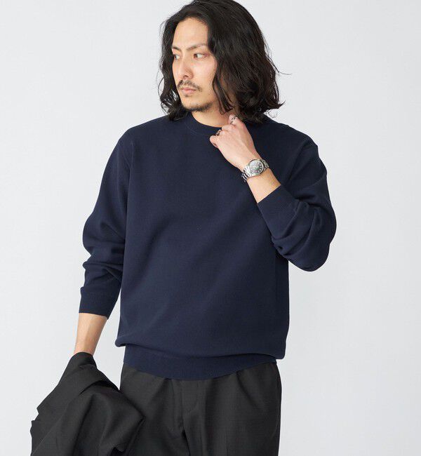 SHIPS「【WEB限定】SHIPS:〈ネックが選べる/手洗い可能〉テレワーク ビズ ワンポイント ロゴ ニット」|ニット・セーター|