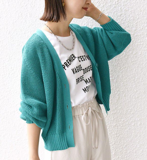 SHIPS for women「〈手洗い可能〉ペーパー ポリエステル Vネック カーディガン」|カーディガン|