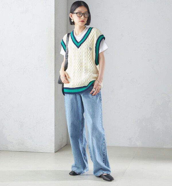 SHIPS for women「【SHIPS別注】LOGAN KNITTING MILLS: チルデン Vネック ベスト」|ベスト・ジレ|