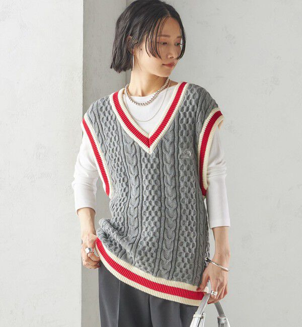 SHIPS for women「【SHIPS別注】LOGAN KNITTING MILLS: チルデン Vネック ベスト」|ベスト・ジレ|
