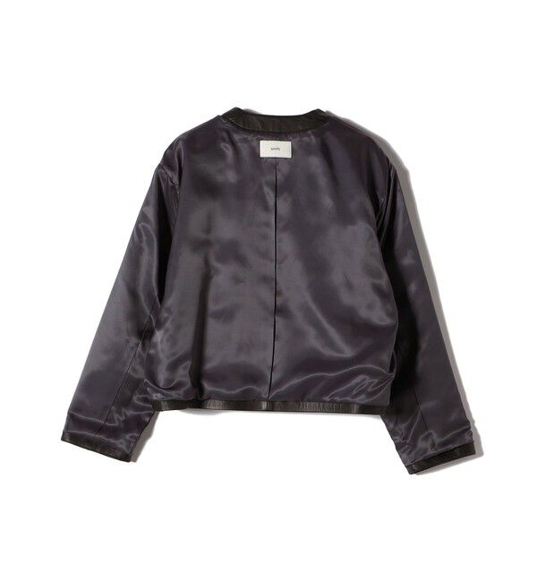 SHIPS for women「SHEEP レザー ノーカラー ブルゾン」|ノーカラージャケット|