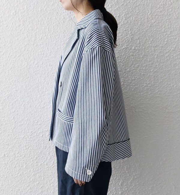 SHIPS any「SHIPS any:〈洗濯機可能〉ヒッコリー ショート テーラード ジャケット」|テーラードジャケット|