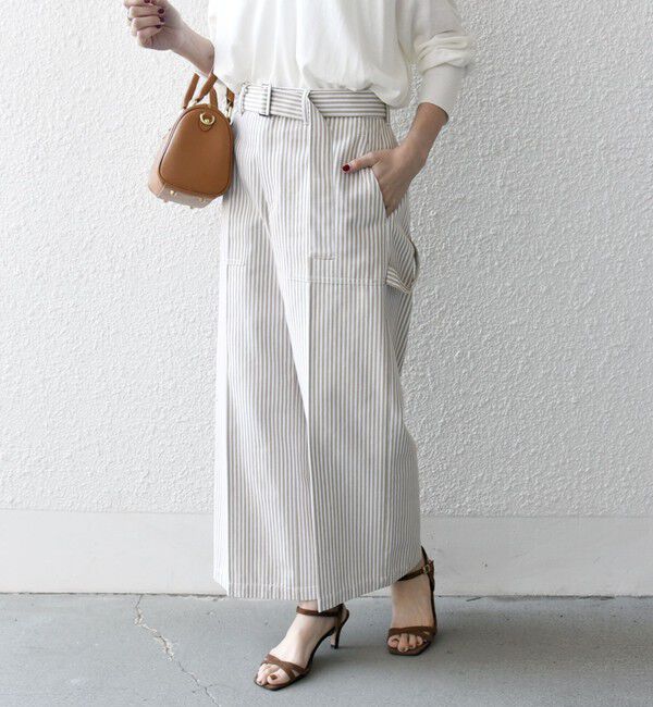 SHIPS any「SHIPS any:〈洗濯機可能〉ヒッコリー ベルト ワイド パンツ」|その他|