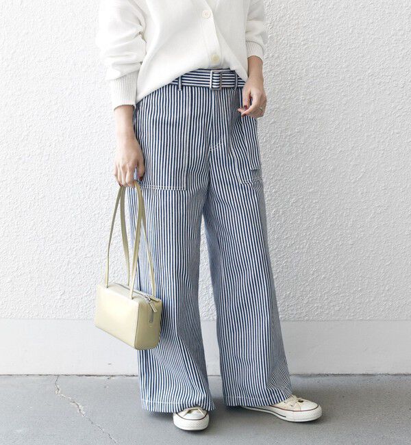 SHIPS any「SHIPS any:〈洗濯機可能〉ヒッコリー ベルト ワイド パンツ」|その他|