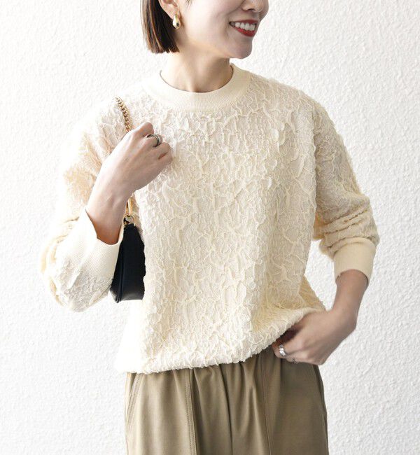 SHIPS any「《一部追加予約》SHIPS any:〈手洗い可能〉ジャカード バンピー クルーネック プルオーバー」|ニット・セーター|