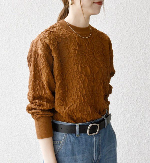 SHIPS any「《一部追加予約》SHIPS any:〈手洗い可能〉ジャカード バンピー クルーネック プルオーバー」|ニット・セーター|