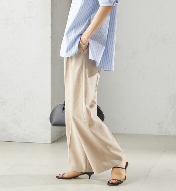 SHIPS for women「〈手洗い可能〉Asami 麻調合繊 2タック ワイドパンツ」|その他|