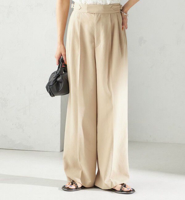 SHIPS for women「〈手洗い可能〉Asami 麻調合繊 2タック ワイドパンツ」|その他|