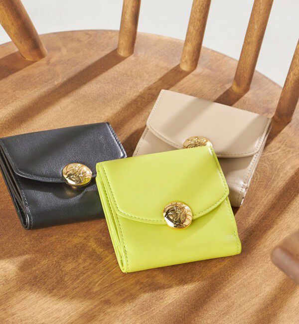 SHIPS for women「イタリアンレザー ゴールドパーツ 二つ折り 財布」|財布|ライム